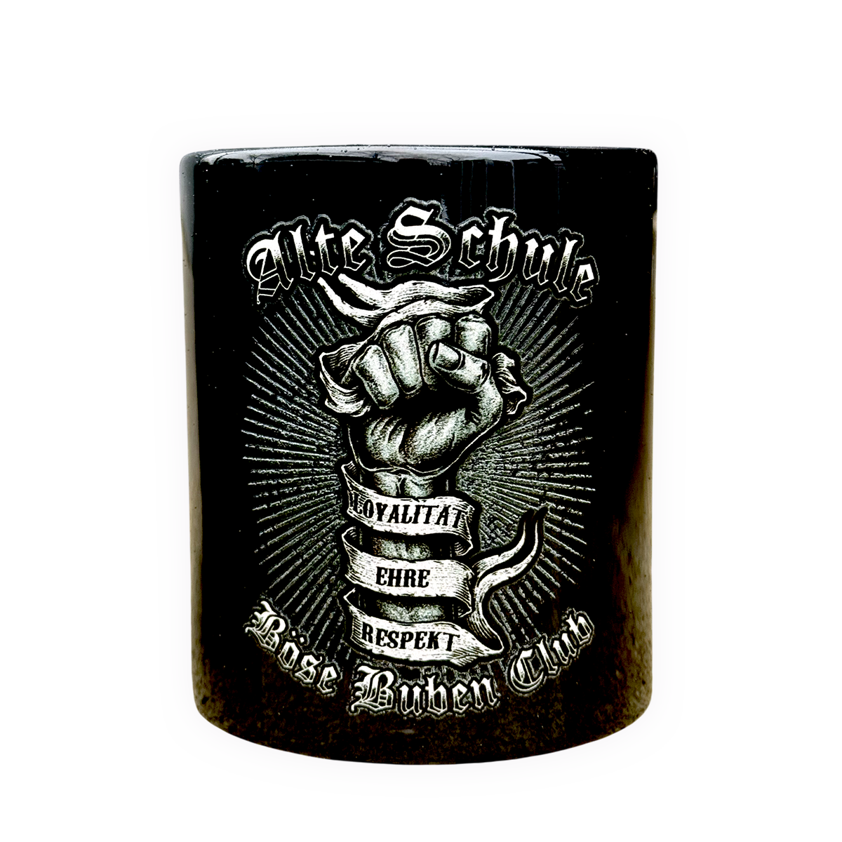 Tasse Schwarz Alte Schule Faust